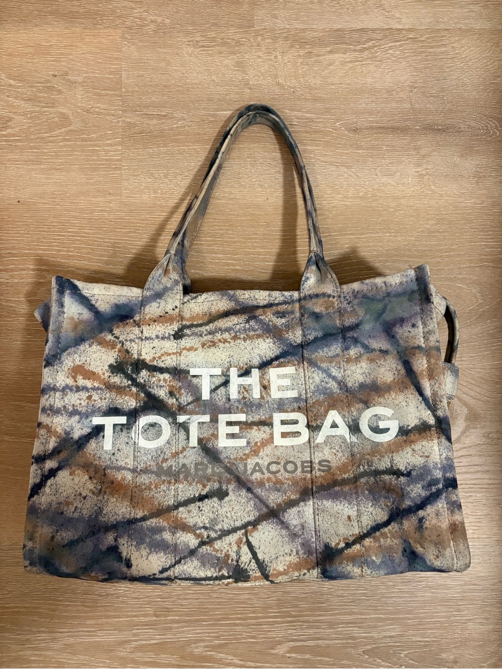Large Marc Jacobs customized The Tote Bag w/ Camouflage Watercolor Splatter